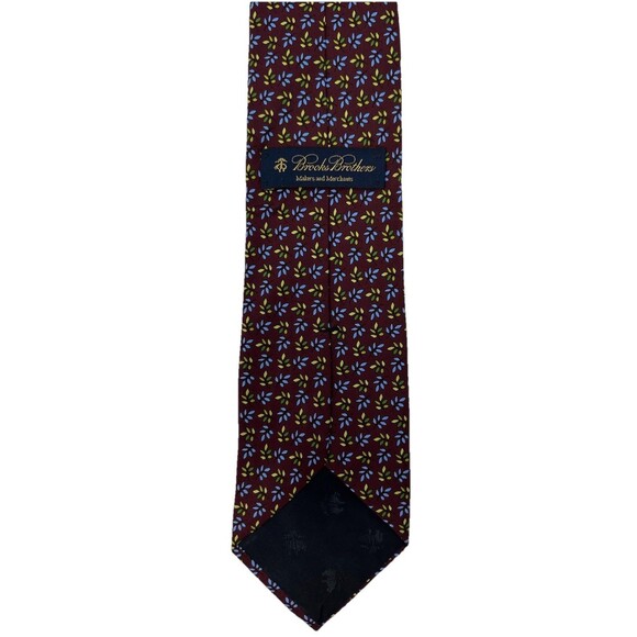 Brooks Brothers‎ Silk Tie Burgundy Blue Green Floral Pattern  60" x 3.5" - Picture 3 of 8